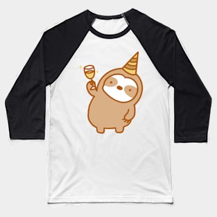 Cute Party Celebration Sloth Baseball T-Shirt